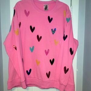 QUEEN OF SPARKLES Pink Heart Sweater